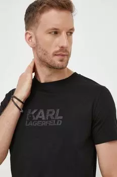 Хлопковая футболка Karl Lagerfeld, черный