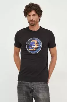 Хлопковая футболка Karl Lagerfeld, черный