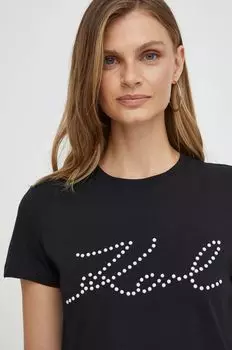 Хлопковая футболка Karl Lagerfeld, черный