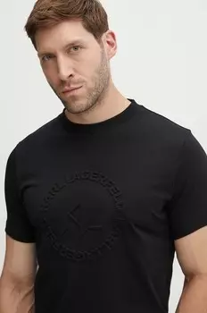 Хлопковая футболка Karl Lagerfeld, черный
