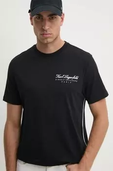 Хлопковая футболка Karl Lagerfeld, черный