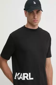 Хлопковая футболка Karl Lagerfeld, черный