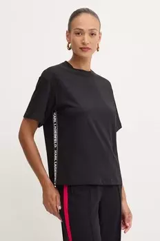 Хлопковая футболка Karl Lagerfeld, черный