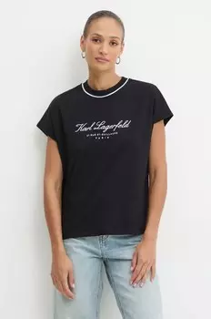 Хлопковая футболка Karl Lagerfeld, черный