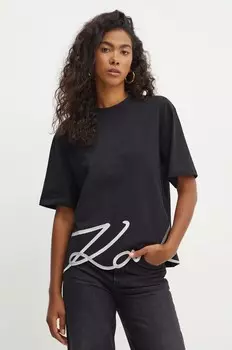 Хлопковая футболка Karl Lagerfeld, черный