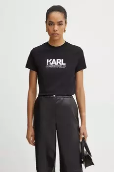Хлопковая футболка Karl Lagerfeld, черный