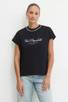 Хлопковая футболка Karl Lagerfeld, черный