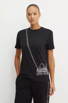 Хлопковая футболка Karl Lagerfeld, черный
