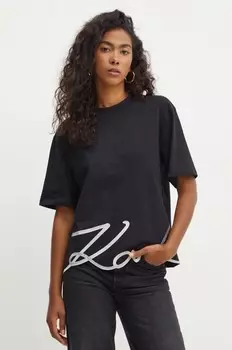 Хлопковая футболка Karl Lagerfeld, черный