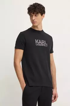 Хлопковая футболка Karl Lagerfeld, черный