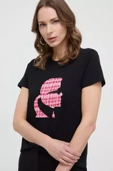 Хлопковая футболка Karl Lagerfeld, черный