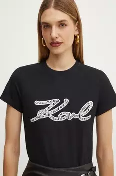 Хлопковая футболка Karl Lagerfeld, черный