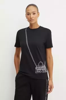 Хлопковая футболка Karl Lagerfeld, черный