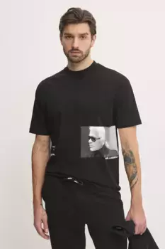 Хлопковая футболка Karl Lagerfeld, черный