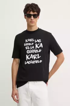 Хлопковая футболка Karl Lagerfeld, черный