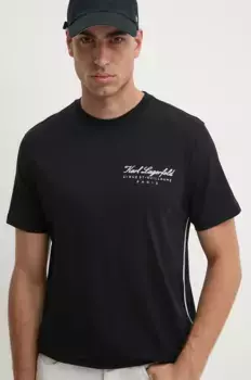 Хлопковая футболка Karl Lagerfeld, черный
