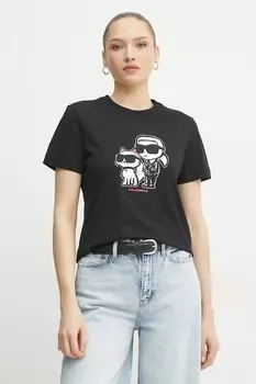 Хлопковая футболка Karl Lagerfeld, черный