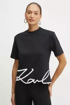 Хлопковая футболка Karl Lagerfeld, черный