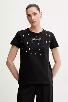 Хлопковая футболка Karl Lagerfeld, черный