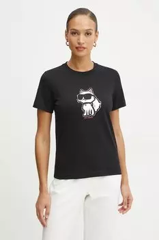 Хлопковая футболка Karl Lagerfeld, черный