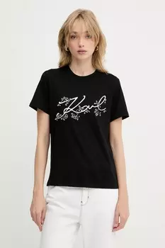 Хлопковая футболка Karl Lagerfeld, черный