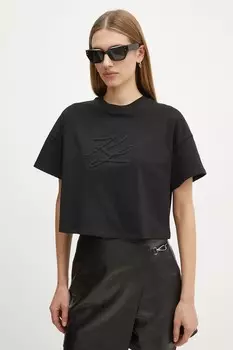 Хлопковая футболка Karl Lagerfeld, черный