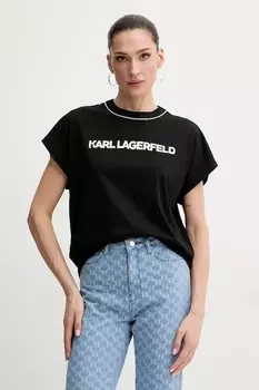 Хлопковая футболка Karl Lagerfeld, черный