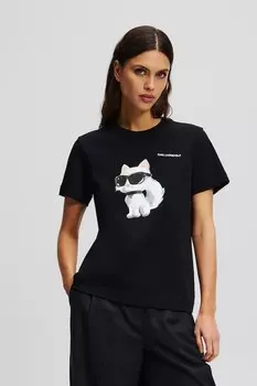 Хлопковая футболка Karl Lagerfeld, черный