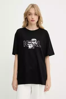 Хлопковая футболка Karl Lagerfeld, черный
