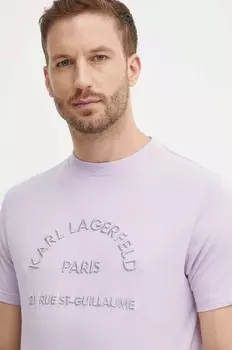 Хлопковая футболка Karl Lagerfeld, фиолетовый