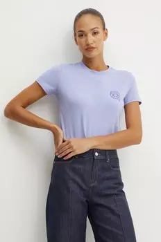 Хлопковая футболка Karl Lagerfeld, фиолетовый