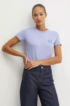 Хлопковая футболка Karl Lagerfeld, фиолетовый