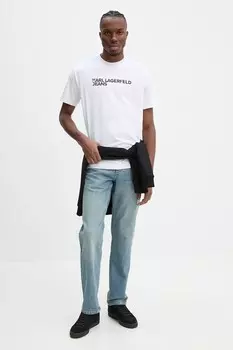 Хлопковая футболка Karl Lagerfeld Jeans, белый
