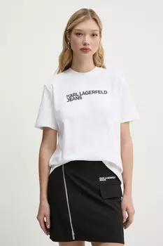 Хлопковая футболка Karl Lagerfeld Jeans, белый