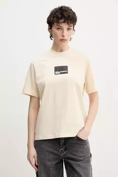 Хлопковая футболка Karl Lagerfeld Jeans, бежевый