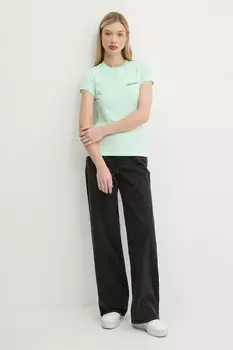 Хлопковая футболка Karl Lagerfeld Jeans, бирюзовый