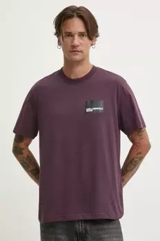 Хлопковая футболка Karl Lagerfeld Jeans, бордовый