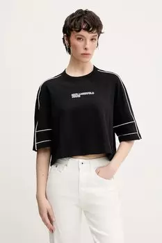 Хлопковая футболка Karl Lagerfeld Jeans, черный