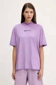Хлопковая футболка Karl Lagerfeld Jeans, фиолетовый