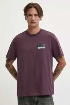 Хлопковая футболка Karl Lagerfeld Jeans, гранатовый