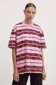 Хлопковая футболка Karl Lagerfeld Jeans, розовый