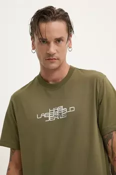 Хлопковая футболка Karl Lagerfeld Jeans, зеленый