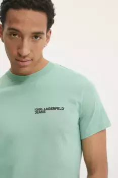 Хлопковая футболка Karl Lagerfeld Jeans, зеленый