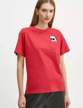 Хлопковая футболка Karl Lagerfeld, красный