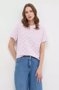 Хлопковая футболка Karl Lagerfeld, розовый