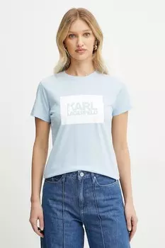 Хлопковая футболка Karl Lagerfeld, синий
