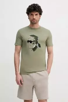 Хлопковая футболка Karl Lagerfeld, зеленый