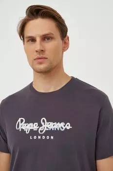 Хлопковая футболка Keegan Pepe Jeans, серый