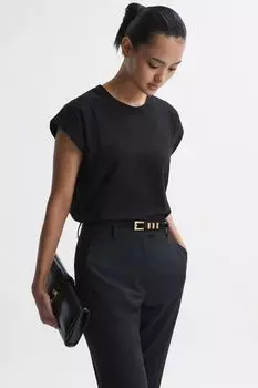 Хлопковая футболка Kelly с рукавами реглан и круглым вырезом Reiss, черный
