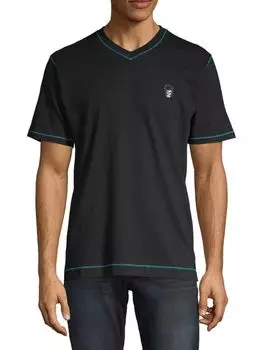 Хлопковая футболка классического кроя Robert Graham, черный